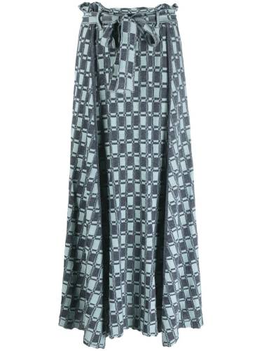 monogram-pattern knitted maxi skirt